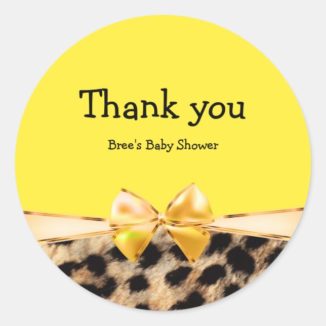 Sticker Rond Poster de animal de glam chic Bow jaune et Emprein (Devant)