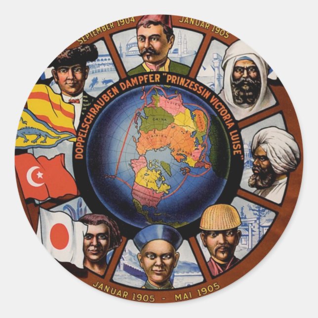 Sticker Rond Poster de la ligne Amerika de Hambourg (Devant)