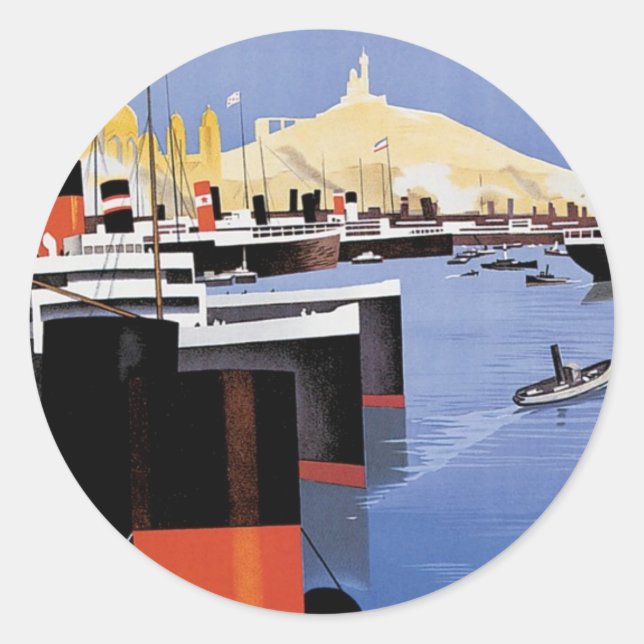 Sticker Rond Poster de Marseille (Devant)