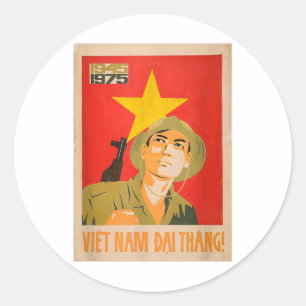 Sticker Rond Poster de propagande vietcone - Vietnam War Commun