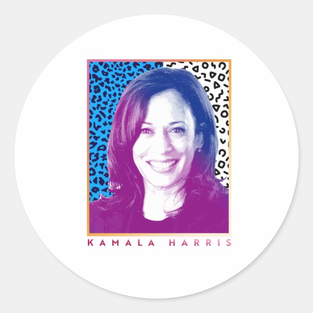 Sticker Rond Poster des années 80 - Kamala Harris (Devant)