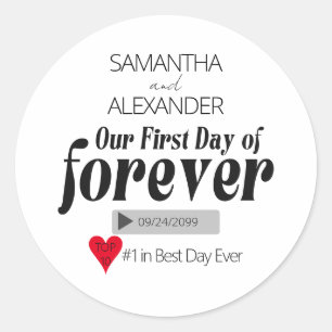 Sticker Rond Poster du premier jour du film Forever 5 Mariage p