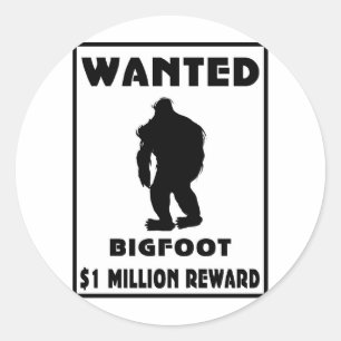 Sticker Rond Poster Recherché Bigfoot