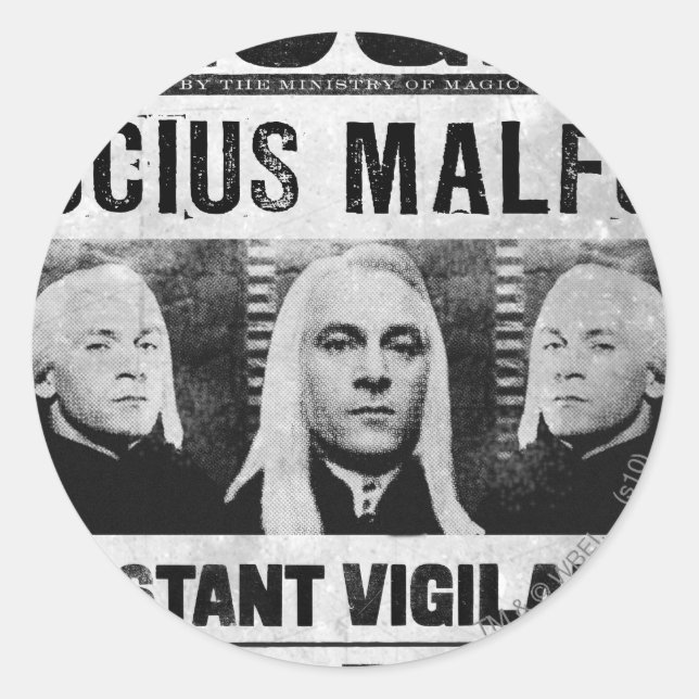 Sticker Rond Poster Recherché Lucius Malfoy (Devant)