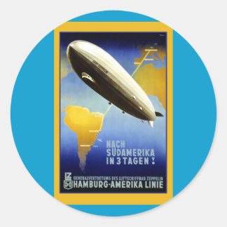 Sticker Rond Poster vintage d'un Dirigible