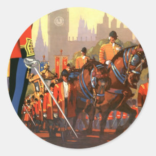 Sticker Rond Poster Vintage voyage, Garde royale britannique