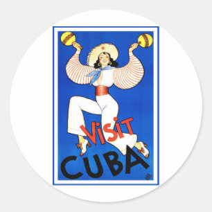 Sticker Rond Poster Vintage voyage, Visite La Havane Cuba, Mara
