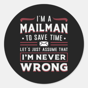 Sticker Rond Postman Post Mail Mailman Day Livraison Idée cadea