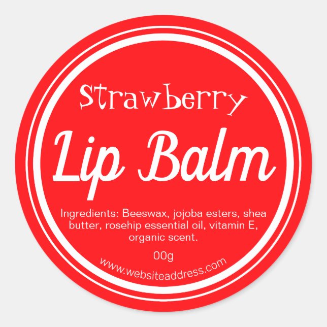Sticker Rond Pot à lèvres rouge fraise Lame (Devant)