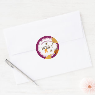 Sticker Rond Pot à miel abeille à miel nid d'abeille rucher