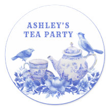 Pot à thé floral bleu et blanc avec oiseaux Classi