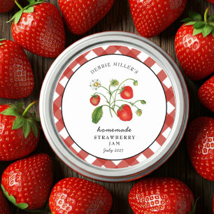 Sticker Rond Pot de confiture de fraise vintage en bocal Mason