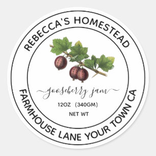 Sticker Rond Pot de confiture de groseilles à maquereau Illustr
