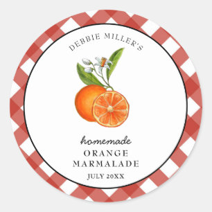 Sticker Rond Pot de confiture de marmelade d'orange à l'aquarel