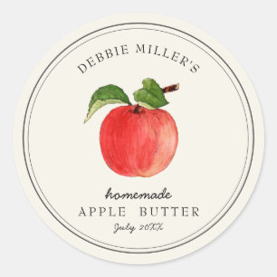 Sticker Rond Pot de confiture de pomme au beurre vintage fait m