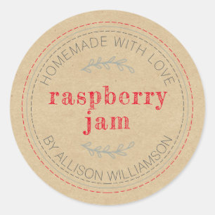 Sticker Rond Pot de confiture maison rustique en pot de papier