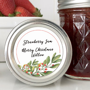 Sticker Rond Pot de conservation fait maison vide Holly Berry