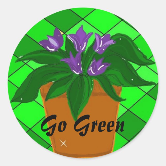 Sticker Rond Pot de fleurs Va Vert (Devant)