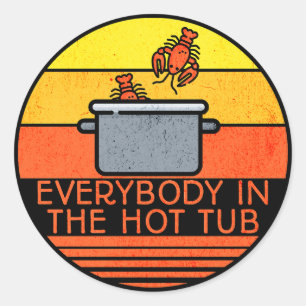 Sticker Rond Pot De Homard Retro Sunset, Bain À Remous