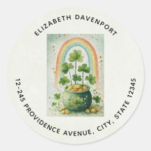 Sticker Rond Pot de l'or et adresse de l'arc-en-ciel vintage