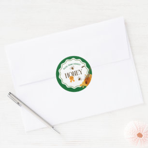 Sticker Rond Pot de miel Abeille à miel Nid d'abeille Apiary