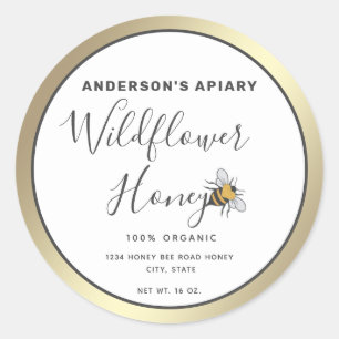 Sticker Rond pot de miel d'abeille au coeur moderne