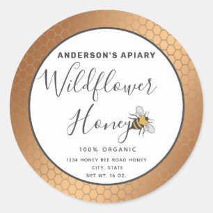 Sticker Rond pot de miel d'abeille au coeur moderne