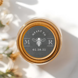 Sticker Rond Pot de miel de mariage rustique à la craie destiné