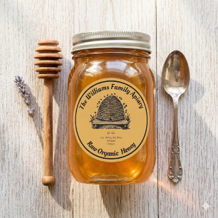 Sticker Rond Pot de miel de rucher d'abeille à miel   Miel bio 