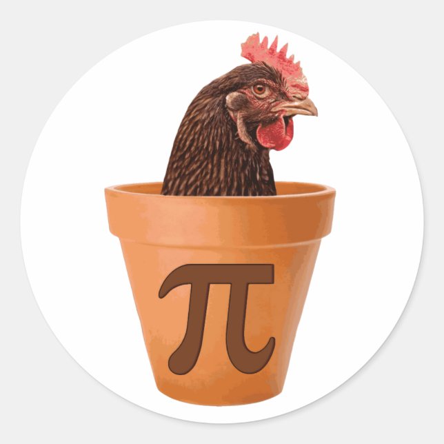 Sticker Rond Pot de poulet Pi (et je m'en fiche) (Devant)