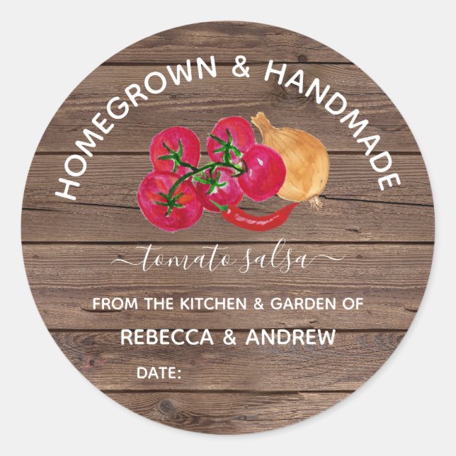 Sticker Rond Pot de salsa de tomate Chill fait maison et artisa (Devant)