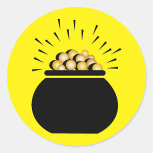 Sticker Rond Pot d'or chanceux