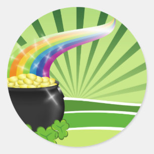 Sticker Rond Pot d'or St.Patrick