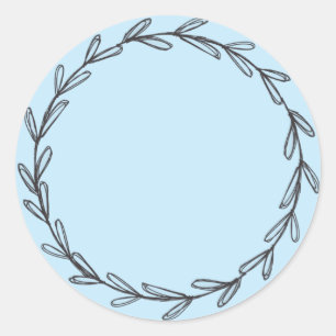 Sticker Rond Pot en verre bleu clair/ Couronne de fines herbes 