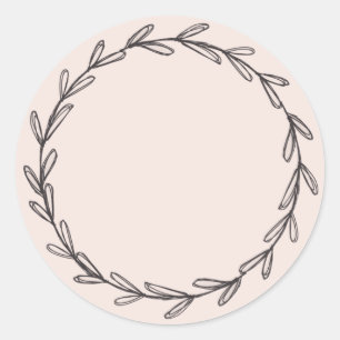 Sticker Rond Pot/Épice Couronne Dessinée à la Main Rose Pâle Cl