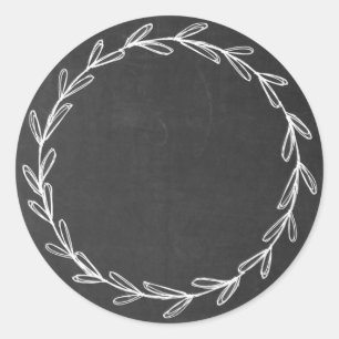 Sticker Rond Pot/Épice Couronne Dessinée à la Main Tableau Noir