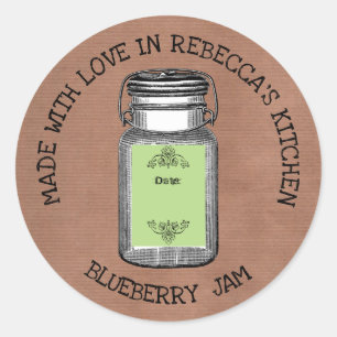 Sticker Rond Pot Mason Jar Antique Conserve Confiture Faite Ma