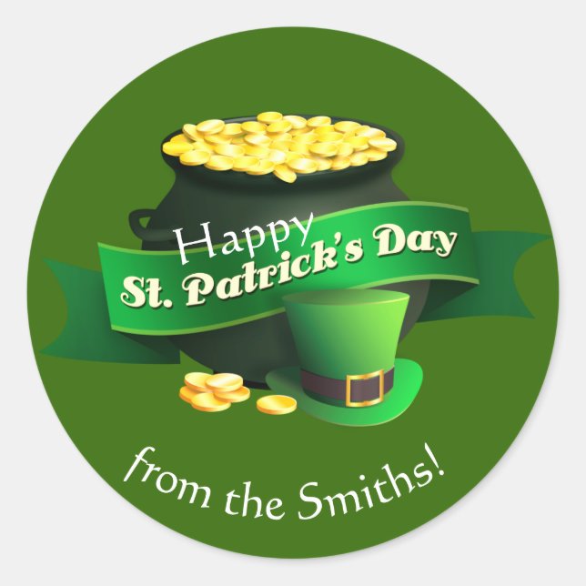 Sticker Rond Pot of Gold St Patrick's Day (Devant)