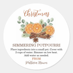Sticker Rond Pot-pourri de Noël à chauffer Personnalisé