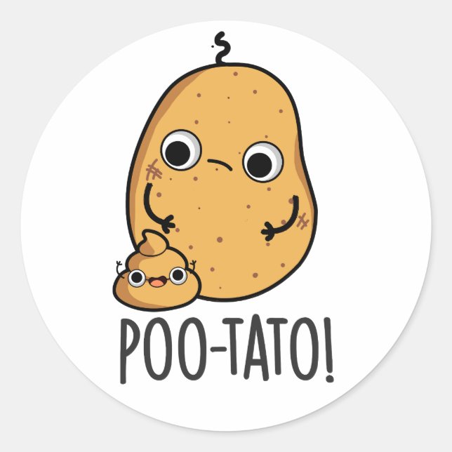 Sticker Rond Potato Drôle Veggie Poop Pun (Devant)