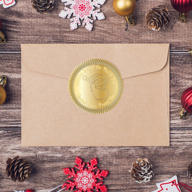 Sticker Rond Poteau Nord officiel Père Noël Seal Faux Gold (Créateur téléchargé)