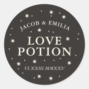 Sticker Rond Potion d'amour étoile céleste mariage cocktail en 
