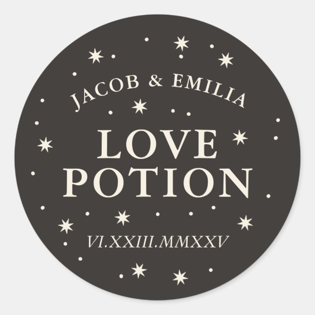 Sticker Rond Potion d'amour étoile céleste mariage cocktail en  (Devant)
