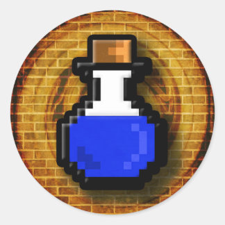 Sticker Rond Potion de mana 8 bits Flash Gold