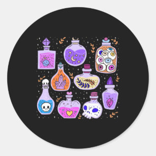 Sticker Rond Potions magiques Bouteilles Halloween démangeaison