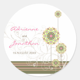 Sticker Rond Pots de fleurs tourbillonne Mariage Faveur Étiquet
