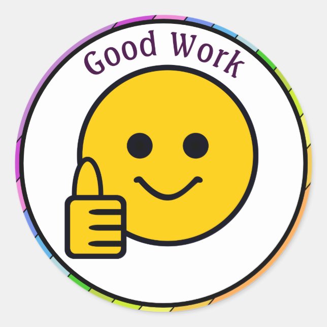 Sticker Rond Pouce vers le haut Face bon travail (Devant)