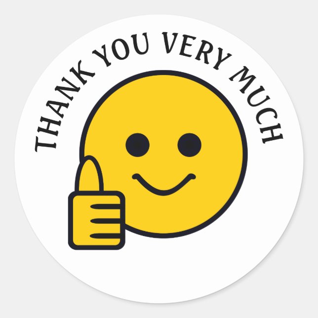 Sticker Rond Pouce vers le haut Merci visage beaucoup (Devant)