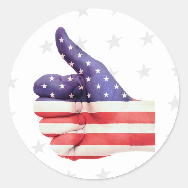 Sticker Rond Pouce vers le haut USA (Devant)