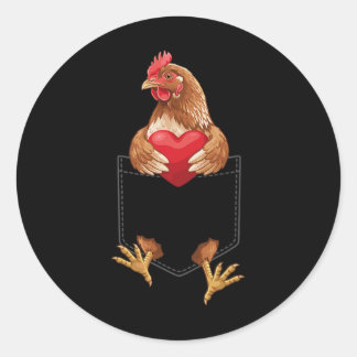 Sticker Rond Poule Dans La Poche Éleveuse De Poules Conception